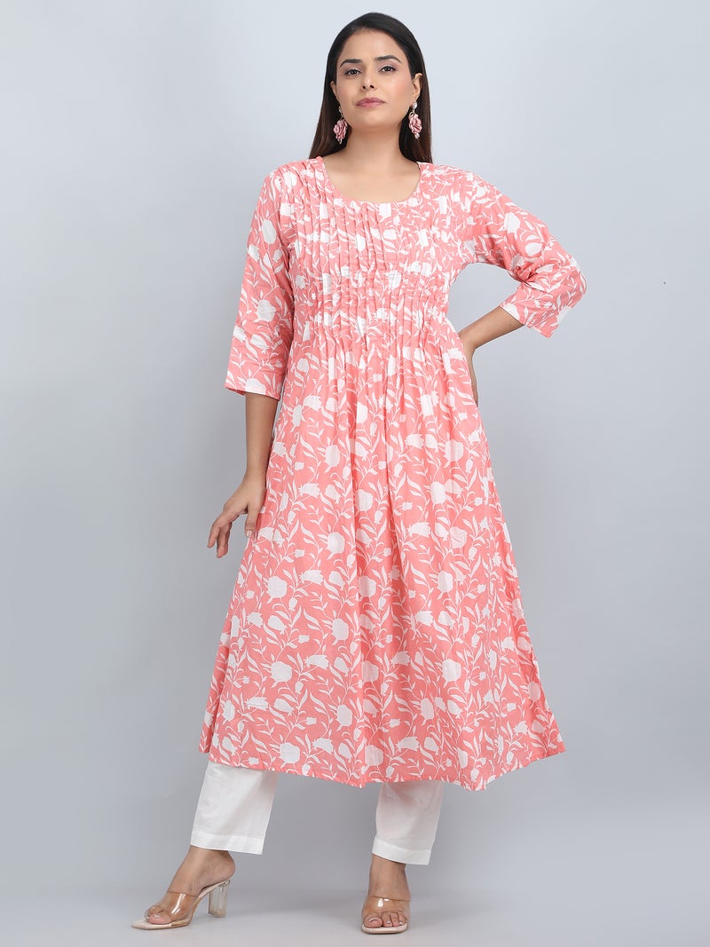Shifory Floral Print Pink Kurta & Pant Set for Women - Image 1
